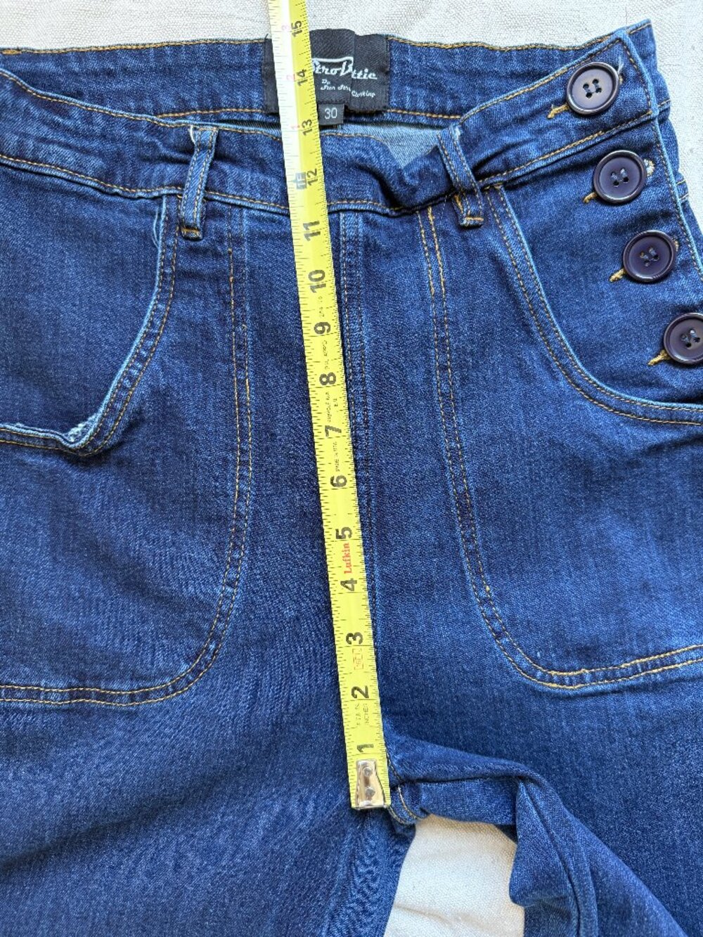 Astro Bettie Midge Button Vintage Style High Rise Jeans Indigo Size 30 EUC - Picture 5 of 10